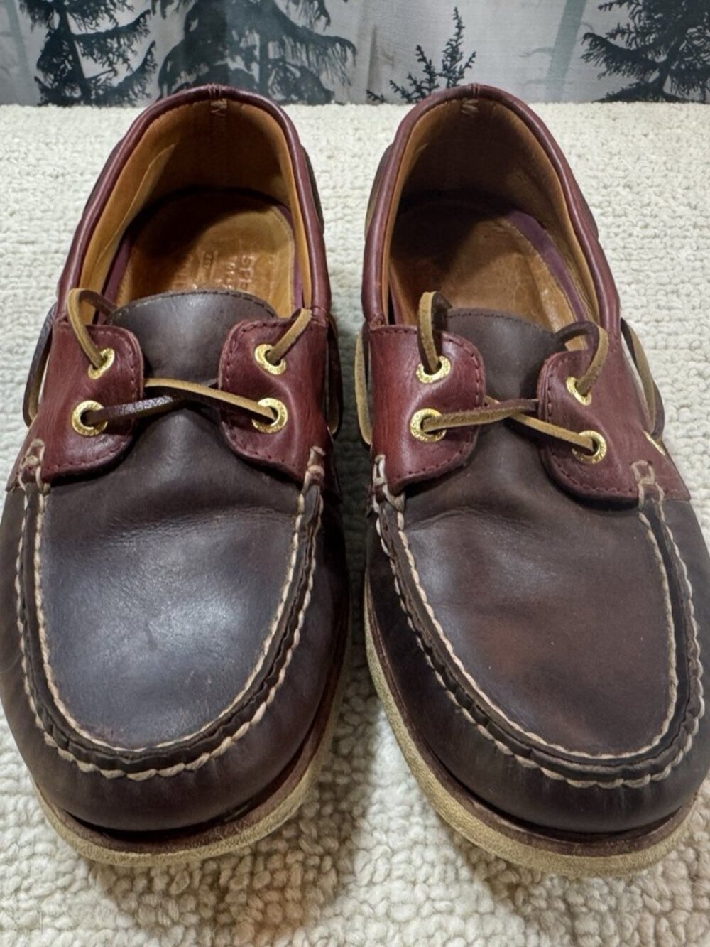 Sperry Gold Cup Top Sider Men’s Size 8 Leather Brown Red Preppy Boat Shoe